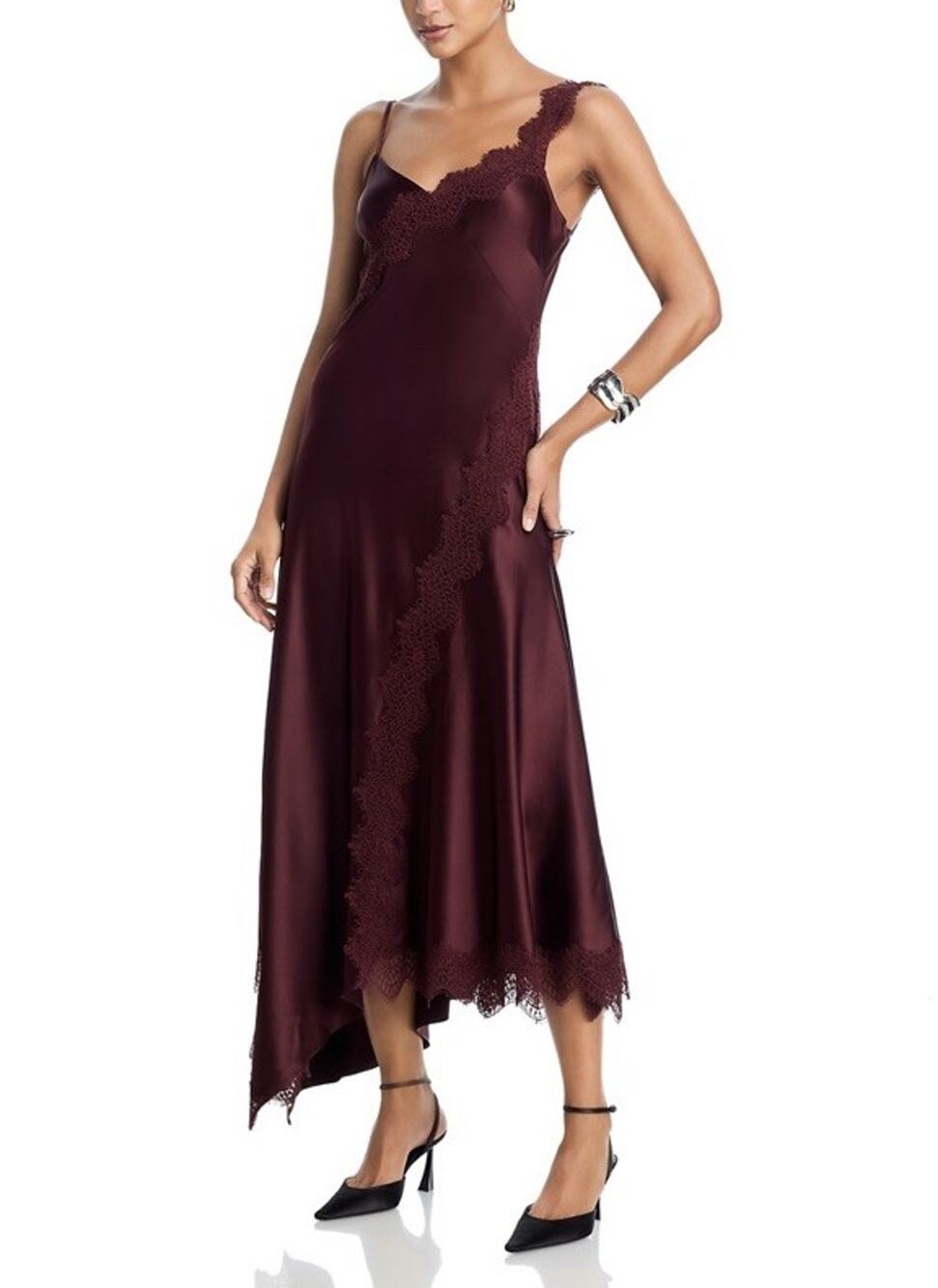 NWT Veronica Beard Vernon Silk Blend Lace Midi Dress Raisin Size 14 $798